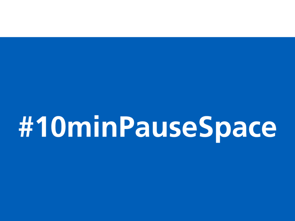 Blue background with text #10minPauseSpace