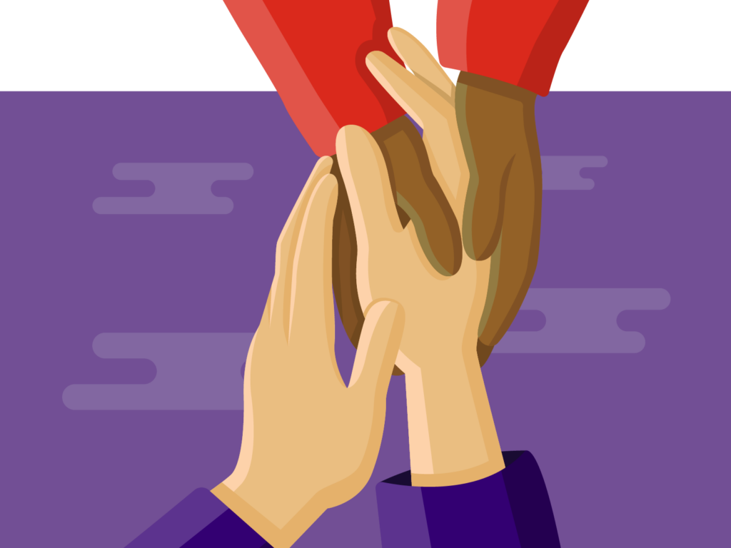 Image of two pairs of hands holding