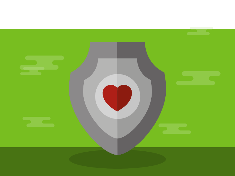 Image of shield with heart in the centre.